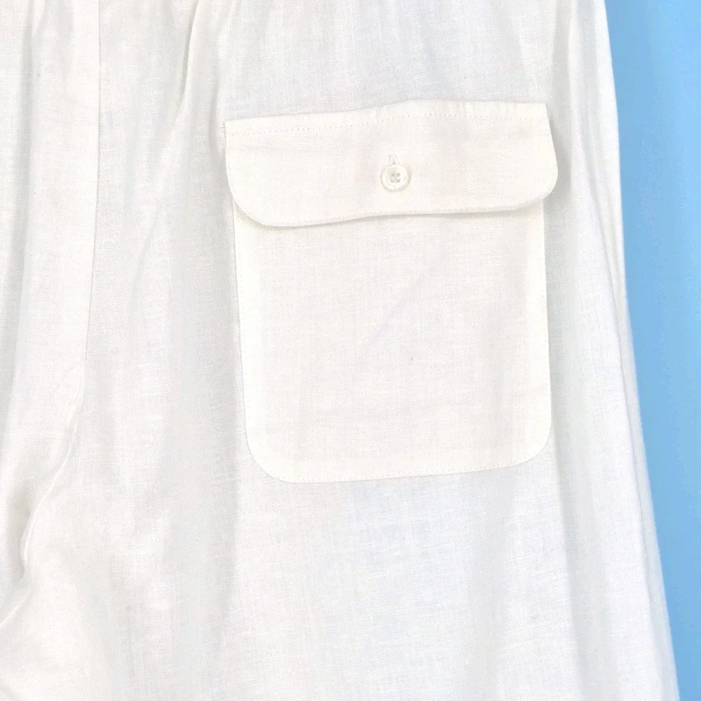NWT Perry Ellis Men's Linen Drawstring Pants White Regular Fit Beach‎ Casual M
